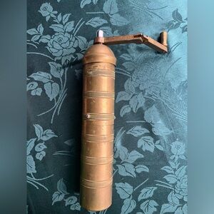 Vintage Brass Copper Plated Coffee, Pepper Grinder RARE Made in Albania VTG HTF